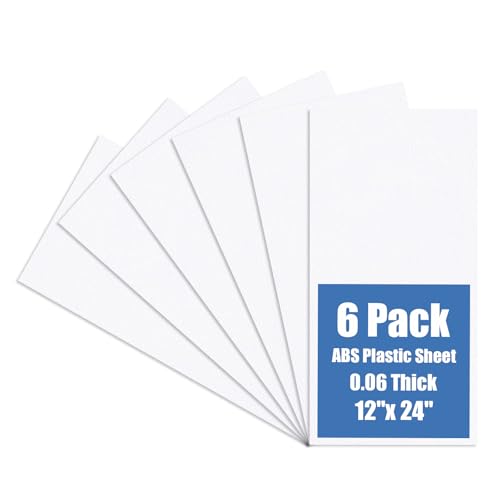 KINLINK 12" x 24" x 0.06" White Abs Plastic Sheet Flexible Moldable 6 Pack - color: White, size: 12x24-1.5MM