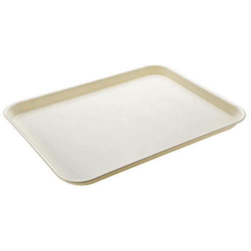 Eslite Rectangular Plastic Serving Trays,Fast Food Serving Cafeteria Trays,17"X13",Set of 6(Beige) - color: Beige