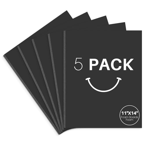 Mat Board Center 11x14 Black Foam Boards Pack of 5, 3/16" Thick - color: Black, size: 11x14