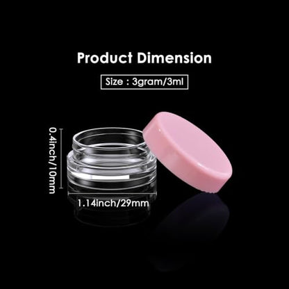 Eternal Moment 50 Pack 3G Sample Containers with Lids Cosmetic Small Jars - color: Pink Lid, size: 0.1 Ounce