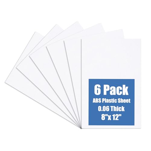 KINLINK 8" x 12" x 0.06" White Abs Plastic Sheet Flexible Moldable 6 Pack - color: White, size: 8x12-1.5MM
