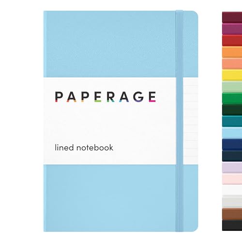 PAPERAGE Lined Journal Notebook, Hardcover Journal for Women & Men, 160 Pages, (5.6 in x 8 in), College Ruled Journaling Notebook for Work, School Supplies & Note Taking, (Light Blue) - color: Light Blue, style: A. Lined