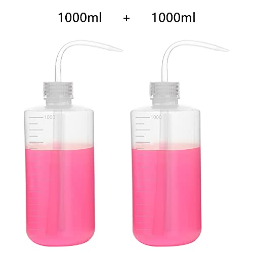stonylab Chemical Wash Bottle, 2-Pack Plastic Safety Lab Squeeze Wash Bottle, LDPE with Narrow Mouth, 1000 ml / 2 Bottle - size: 1000 ml