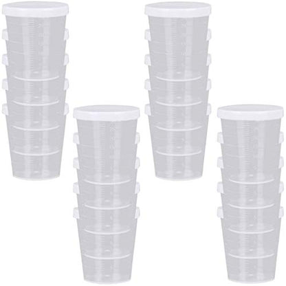 20PCS Plastic Medicine Cups with Lids, 30ML Clear Reusable Graduated Measuring Cups, Transparent Scale Container for Mixed Pills, Liquid Medication - size: 30ml/1oz