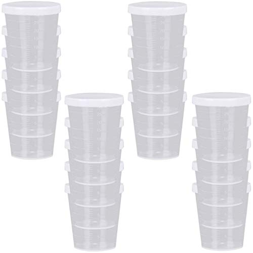 20PCS Plastic Medicine Cups with Lids, 30ML Clear Reusable Graduated Measuring Cups, Transparent Scale Container for Mixed Pills, Liquid Medication - size: 30ml/1oz