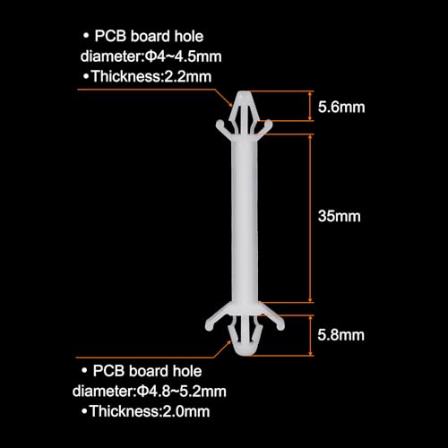 PATIKIL 60PCS PCB Board Isolation Column, Nylon Reverse Locking Circuit Board Clips Standoff Double Head Insulation Bracket Support Height 35mm /1.38" - size: 35mm /1.38"
