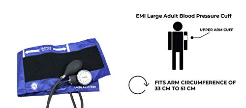 EMI EBL-430 Royal Sprague Stethoscope and Large Adult Cuff (See Large Cuff Size: 33 cm to 51 cm | 13 inch to 20 inch) Aneroid Sphygmomanometer Manual Blood Pressure Set - size: Large Adult Cuff Set - Royal Blue