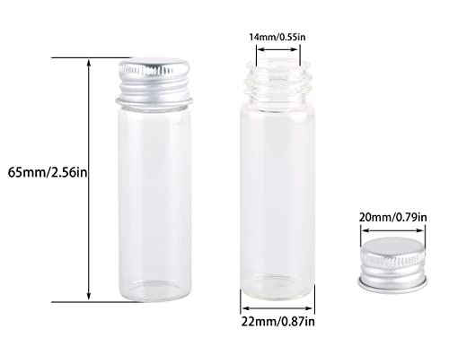 MaxMau 100 Tiny Glass Bottles Clear Small Vials 15 Milliliter Empty Mini Jars with Aluminum Screw Top Lids Sample Message Bottle Wedding Favors Decorations DIY Jewelry Accessories Liquid Hold Storage