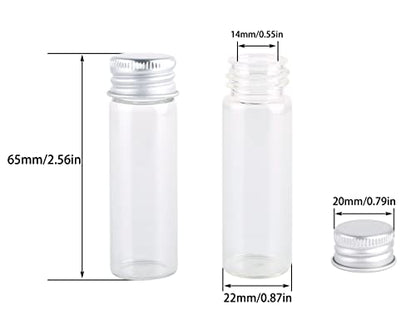 MaxMau 100 Tiny Glass Bottles Clear Small Vials 15 Milliliter Empty Mini Jars with Aluminum Screw Top Lids Sample Message Bottle Wedding Favors Decorations DIY Jewelry Accessories Liquid Hold Storage