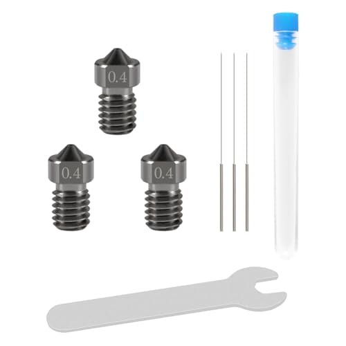 Aokin 3 Pcs 0.4mm Hardened Steel Nozzles Extruder Nozzles 3D Printer Nozzles for E3D V5 V6 and 3 Pcs 0.35mm Stainless Steel Nozzle Cleaning Needles for 1.75mm Filament 3D Printer with Wrench - color: 0.4mm