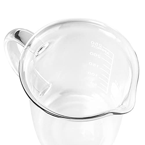 QWORK Beaker with Handle, 250ml/8.45oz, Borosilicate Glass,Measuring Cup, Beaker Mug with Pouring Spout - size: 250 ml