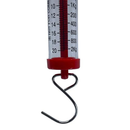 Eisco Acrylic Spring Scale, 20N/2kg, 0.4N/40g Increments, Twist Zero Screw