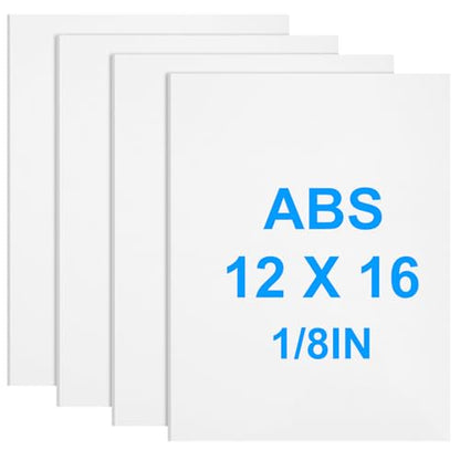 4Pack White ABS Plastic Sheet 12" x 16" x 1/8" Thick White Rigid Thermoplastic Sheet (Upgrade Surface) 3MM Flexible High Tensile ABS Moldable Plastic Panel for Crafts, DIY, Signs - color: White, size: 12" x 16" x 1/8"