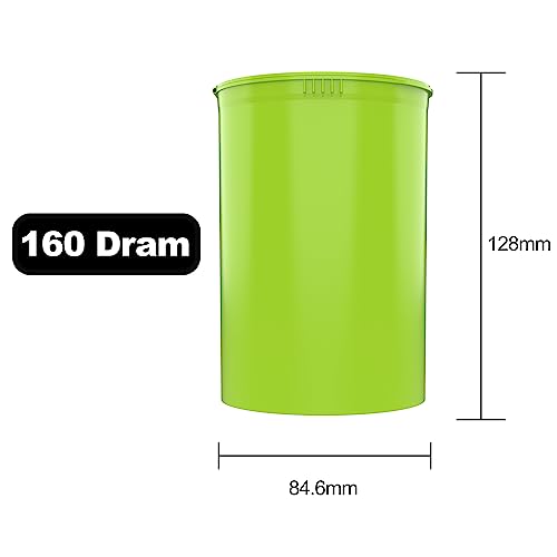 Dragon Chewer 160 Dram CR Plastic Packaging Pop Top Containers - Child Resistant Travel Holder Vial Bottles - 33 qty (Lime Green) - color: Lime Green
