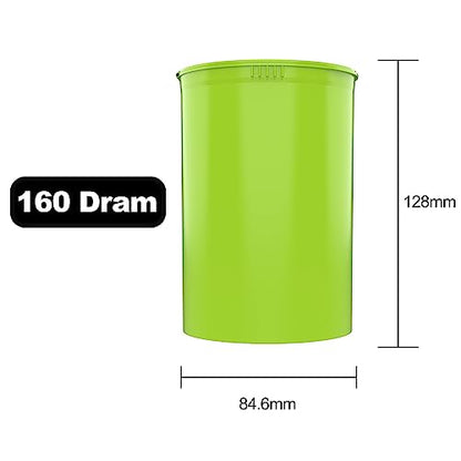Dragon Chewer 160 Dram CR Plastic Packaging Pop Top Containers - Child Resistant Travel Holder Vial Bottles - 33 qty (Lime Green) - color: Lime Green