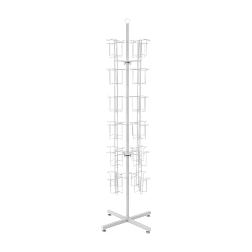 SSWBasics Rotating Greeting Card Rack - 48 Pocket - Overall Dimension: 65”H x 16”D - 48 Pockets Total (Each 5”W x 7”H x 1 5/8”D) - Perfect for Thrift, Retail, Grocery, and Convenience Stores