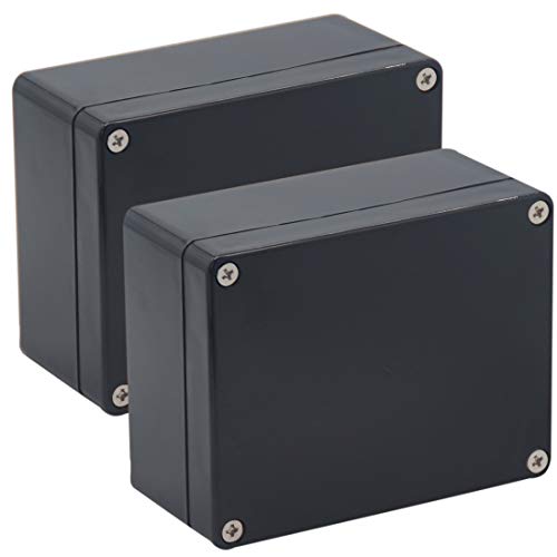 2 Pack Project Box IP65 Waterproof Junction Box ABS Plastic Black Electrical Boxes DIY Electronic Project Case Power Enclosure 4.53"x3.54"x2.17"(115x90x55mm) - size: 4.53"x3.54"x2.17"(2Pcs)