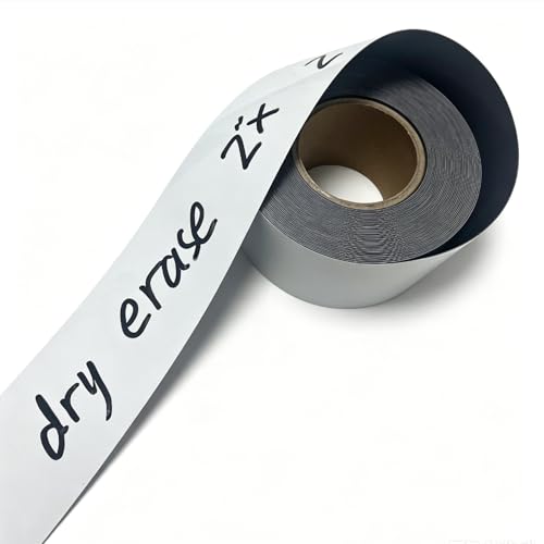 Dry Erase Magnetic Tape, 2 in x 24 ft - Magnet Post It Notes Label Roll Reusable Whiteboard Self-Cut Strips for Toolbox, Cabinet, Whiteboard, Classroom, Garage & Warehouse Organization, White - color: 2 in X 24ft, 1 Roll