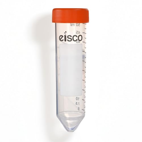 Eisco - Pack of 25, 50mL Non-Sterile Centrifuge Tubes, Polypropylene, Flat Cap, Lab-Grade - size: 50mL, style: Standard