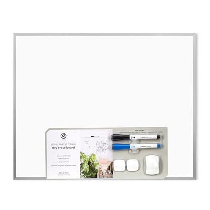 U Brands Magnetic Whiteboard, 16" x 20", Wall Mounted Dry Erase Board with Silver Aluminum Frame, Includes Markers, Magnets, and Eraser, White Board for Home, Office, Classroom - style: 20 x 16 Value Pack