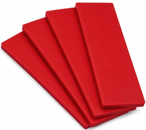 (Pack of 10) 1/8" (3 mm) Plastic Flat Washers Glazing Blocks 1.57 x 3.93 (40 x 100 mm) Framer Spacers Door and Window Packers (Red) - size: 1/8" (3 mm, Red)