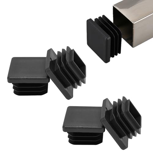 4 Pack 1"x 1" Black Square Tube End Cap Plastic Plugs - color: Black, size: 1" (2-4 mm) - 4 pcs