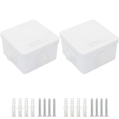 LeMotech Junction Box, ABS Plastic IP55 Water Resistant and Dustproof, Universal Electrical Enclosure, Outdoor and Indoor Project Box, Outer Size 3.1" x 3.1" x 1.9", White (Pack of 2) - size: 3.1" x 3.1" x 1.9" (2pc)