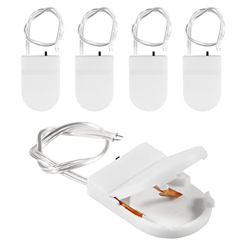 Alinan 5pcs Button Battery Holder Coin Cell Battery Holder with Switch CR2032 1 X 3V Battery Holder Battery Storage Boxes Cover with Wires On ON-Off Switch Socket Container (White) - color: White