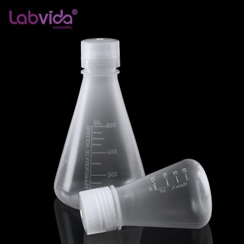4pcs 50ml Plastic Erlenmeyer Flasks with Screw Cap, LVAH002 - style: 4pcs of Vol.50ml