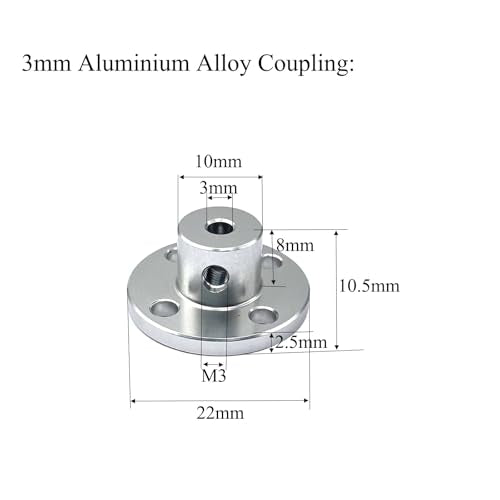6 Pcs 3mm Aluminium Alloy Couplings, RC Motor Shaft Coupler Flanged Mount for DIY RC Model Motors - size: 3mm