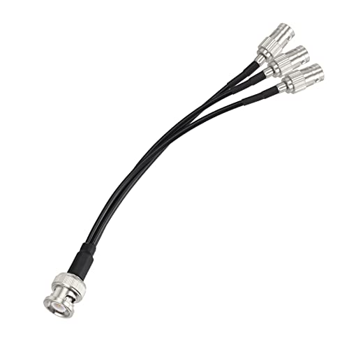 Eightwood BNC Splitter Cable 6in, BNC Male to Triple Female Adapter 50 Ohm - color: male to triple female