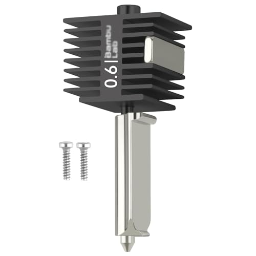 Original Bamboo Lab A1/A1 Mini 0.6mm Hotend,High Temp&Fast Speed Hardened Steel Nozzle+Heating Block Integrated Structure Hot End Compatible with Bambu Lab A1 and A1 Mini 3D Printers - color: 0.6mm Hardened Steel Hotend