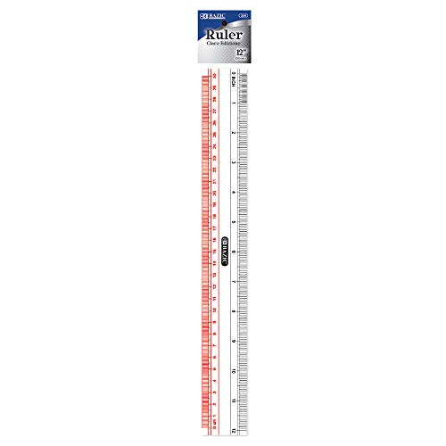 BAZIC Products Claro 12 in Clear Plastic Ruler, Inch & Metric, 24-Box - size: 24-Pack