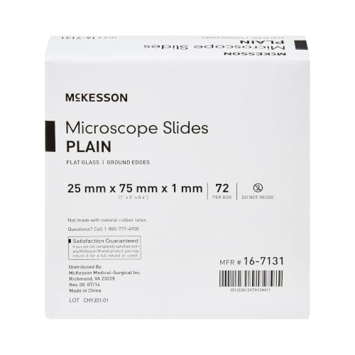 McKesson Microscope Slides, Ground Edges, 25 x 7 x 1 mm, 1440 ct