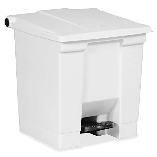 Rubbermaid Commercial Products Step-On Trash Can with Lid, 8-Gallon, White, Hands-Free Sanitary Use Garbage Can for Medical Waste in Hospitals/Lab/Emergency/Patient Rooms - color: White, size: 8 gallon
