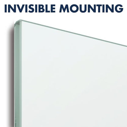 Quartet Dry Erase Board, 39" x 22" Glass Magnetic Whiteboard, Wide Format, Horizontal White Board, InvisaMount, White (G3922IMW) - size: 39"W x 22"H