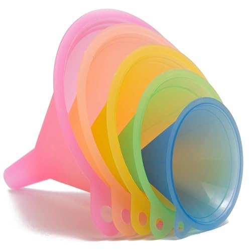 Small Plastic Funnel Set of 5 | Mini Funnels for Bottles, Essential Oils, Spices, Powders, Automotive Fluids | Multi-Size, Food Grade Plastic