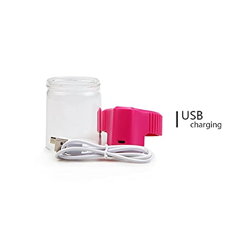 Magnifying Viewing Jar with LED Light, Airtight Transparent Glass Storage Jars, Rechargeable LED Lit Lid Container (Pink) - color: Pink