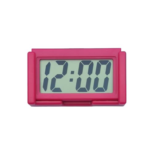 Shudyear Small Digital Clock， with Jumbo LCD Time & Day Display，Mini Automotive Small Digital Clock Battery Operated for Desktop Nightstand Pocket Car Truck Dashboard & Air Vent (1, red) - color: Red