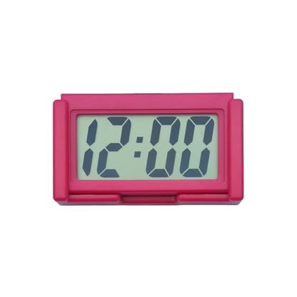 Shudyear Small Digital Clock， with Jumbo LCD Time & Day Display，Mini Automotive Small Digital Clock Battery Operated for Desktop Nightstand Pocket Car Truck Dashboard & Air Vent (1, red) - color: Red