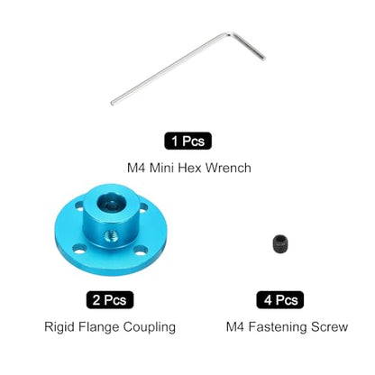 MECCANIXITY 2pcs 8mm Bore Rigid Sky Blue Flange Coupling Connector Aluminum - color: Sky Blue