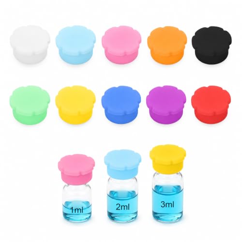 3ml Glass Vial Caps, Peptide Vial Caps, 10Pcs Silicone Protective Caps for 1ml 2ml 3ml Glass Vials, Reusable Vial Covers for Peptide Storage Organization, Color Coded Vial Protectors (10Pcs 10Colors) - color: 3ml 10pcs
