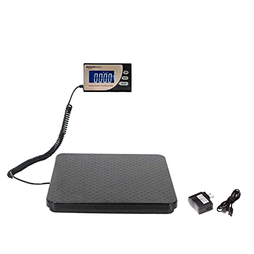 Amazon Basics Digital Postal Scale with Tare Function, Heavy Duty, Aluminium Platform, 440 lb Capacity, Digital Shipping, Portable, Black, 440 lb (Pack of 5) - size: 440 lb (Pack of 5)