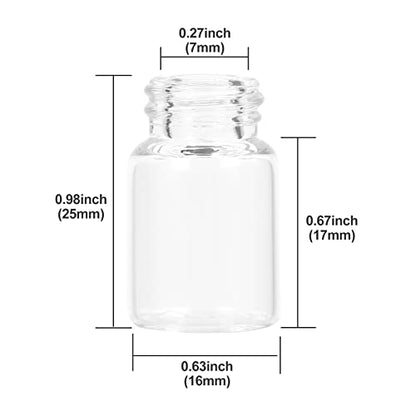12PCS 2ml Clear Glass Small Vials with Screw Caps & Plastic Stoppers - size: 2ml