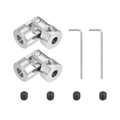 PATIKIL Rotatable Universal Steering Shaft 5mm to 4mm Inner Dia, 2 Pcs U Joint Shaft Coupling U Joints Coupler Connector Accessories with M4 Screws Spanner for Motor Model Robots - size: 5mm-4mm