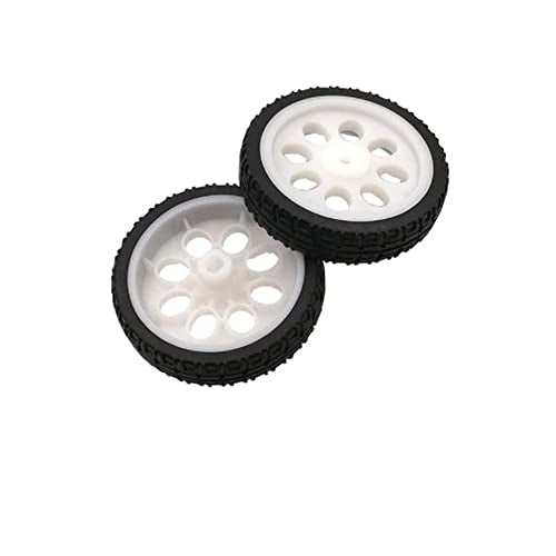 Treedix 4pcs 65mm Rubber RC Wheel Tires Car Wheels DIY Model Robots White and Black for DIY Model Accessories