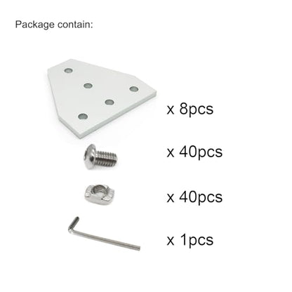 8Sets 1010 2525 Aluminum Extrusion Profile Hardware Corner Brackets - style: 8 sets T shape bracket with m5