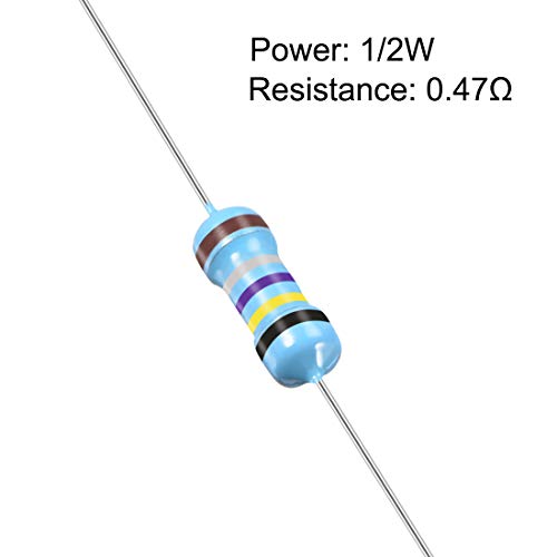 uxcell 50Pcs 0.47 Ohm Resistor 1/2W 1% Tolerance Metal Film Resistors Lead