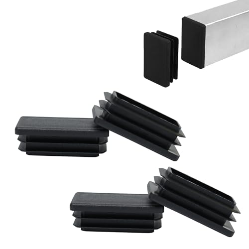4 Pack 1"x 2" Black Rectangular Tube End Cap Plastic Plugs - color: Black, size: 2" x 1" - 4 pcs