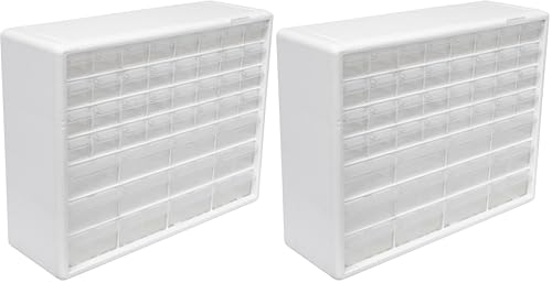 Akro-Mils 44-Drawer Plastic Drawer Storage Cabinet for Garage Organization, Bead Organizer, Building Bricks Storage, Teacher Toolbox, Makeup Organizer, 20-Inch W x 6-Inch D x 16-Inch H, 10144 White - color: White, size: 44 Drawer, style: 2 pack